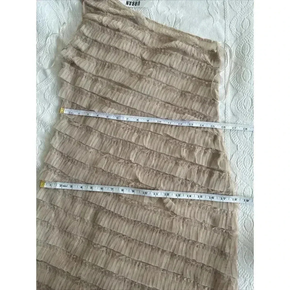 NWT Kimchi Blue Urban Outfitters Rita Ruffle Rose Dress Sheer Beige Tule Size M - Picture 8 of 16